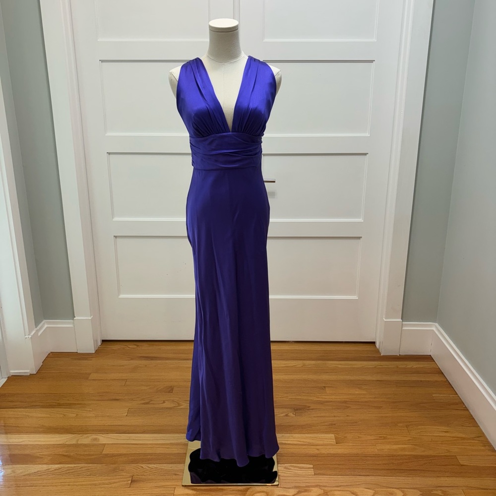 Nicole Miller Satin Gown With Crisscross Back